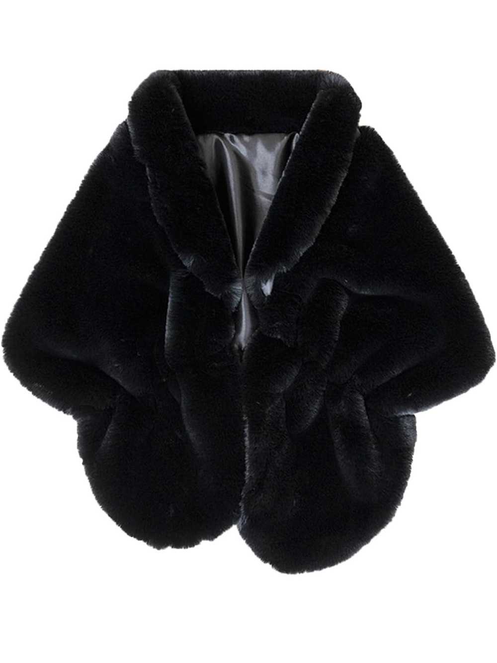Faux Fur Shawl Wrap for Women Black One Size – Bridal Stole Wedding Cape ………